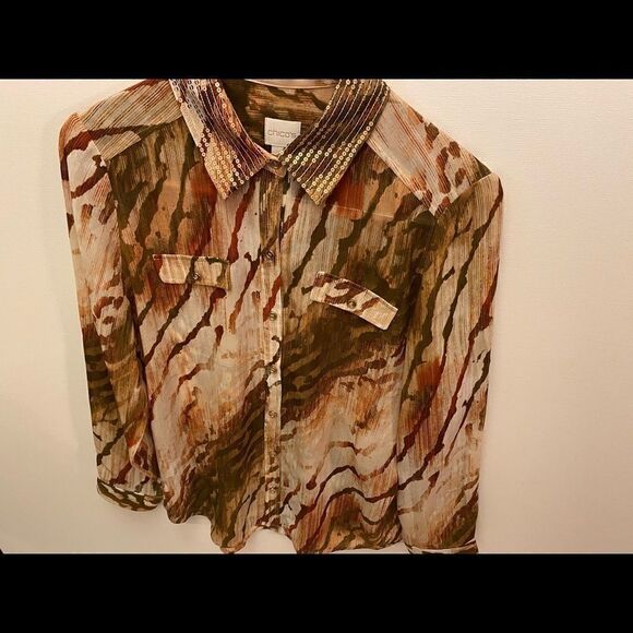 🎀Chicos Button down shirt Size : Small - Picture 3 of 10